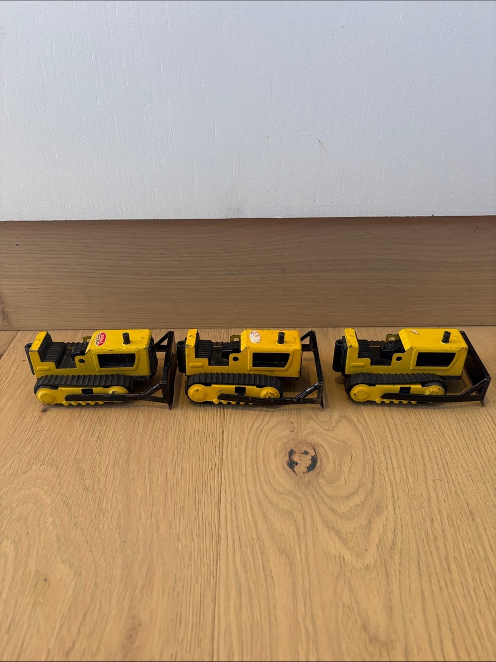 Lot of 3 Vintage Mini Tonka Bulldozers Dozers Yellow Black